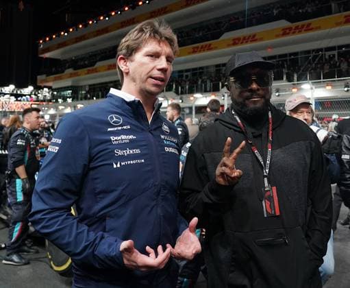 FORMULA 1 HEINEKEN SILVER LAS VEGAS GRAND PRIX 2023 18 11 2023, Las Vegas Street Circuit, Las Vegas, FORMULA 1 HEINEKEN SILVER LAS VEGAS GRAND PRIX 2023 ,in the picture rapper William James Adams Jr , better known under his pseudonym will i am with team principal James Vowles Williams Racing nordphotoxGmbHx xBratic nph00250