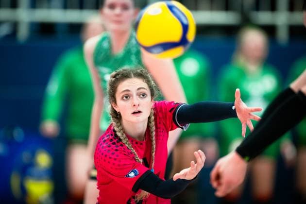 18 11 2023, Sporthalle Berg Fidel, Münster Muenster Volleyball, Bundesliga Women, Main Round, USC Münster Muenster vs SC Potsdam Zoe Fleck 1 Muenster Libero