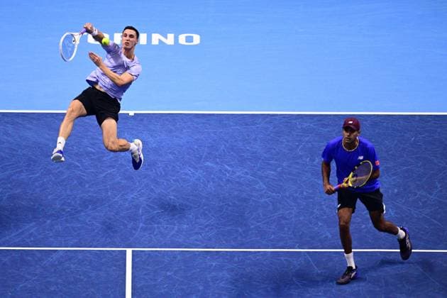 Foto Marco Alpozzi LaPresse 19 Novembre 2023 Torino - Italia - - Tennis Nitto ATP, Tennis Herren Finals - final doubles match against - Marcel Granollers (ESP) e Horacio Granollers (ARG) vs Rajeev Ram (USA) e Joe Salisbury (GBR) Nella foto: Rajeev Ram (USA) e Joe Salisbury (GBR) November 19, 2023 Turin - Italy - Sport - Tennis Nitto ATP Finals - final doubles match against Marcel Granollers (ESP) Horacio Zeballos (ARG) vs Rajeev Ram (USA) Joe Salisbury (GBR) In the pic: Rajeev Ram (USA) e Joe Salisbury (GBR)  Copyright: xMarcoxAlpozzi LaPressex
