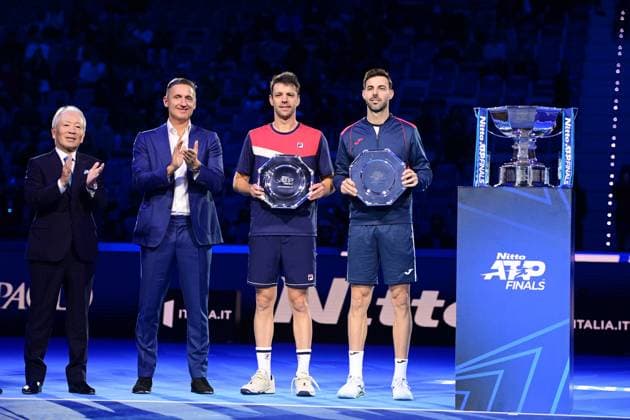 Foto Marco Alpozzi LaPresse 19 Novembre 2023 Torino - Italia - - Tennis Nitto ATP, Tennis Herren Finals - final doubles match against - Marcel Granollers (ESP) e Horacio Granollers (ARG) vs Rajeev Ram (USA) e Joe Salisbury (GBR) Nella foto: Marcel Granollers (ESP) e Horacio Granollers (ARG) November 19, 2023 Turin - Italy - Sport - Tennis Nitto ATP Finals - final doubles match against Marcel Granollers (ESP) Horacio Zeballos (ARG) vs Rajeev Ram (USA) Joe Salisbury (GBR) In the pic: Marcel Granollers (ESP) e Horacio Granollers (ARG)  Copyright: xMarcoxAlpozzi LaPressex