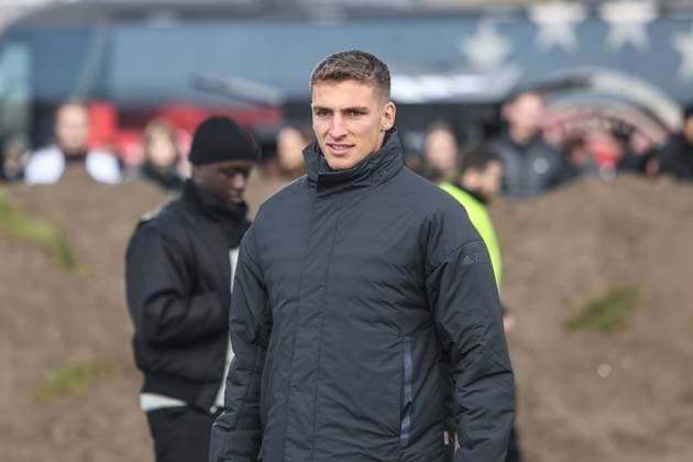 Sport, Football, DFB National Team Season 2023 24 German national players on the Maifeld in the Adidas Football Love Drop Zone where the official Euro 2024 ball was presented 19 11 2023, Olympiastadion Berlin Grischa Prömel Germany, 3 Berlin Olympiastadion Berlin Berlin Germany