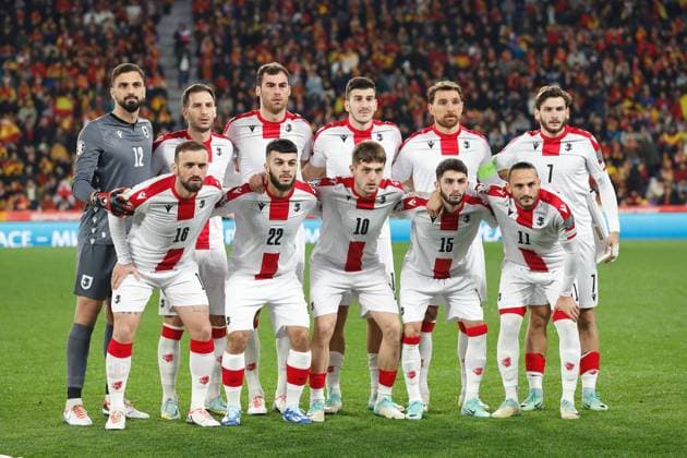 Georgia team group, Mannschaftsbild, Totale line-up (GEO), NOVEMBER 19, 2023 - Football Soccer : UEFA European Championship, EM, Europameisterschaft 2024 Qualifying round group A match between Spain 3-1 Georgia at the Estadio Jose Zorrilla in Valladolid, Spain. Noxthirdxpartyxsales  (236203151)