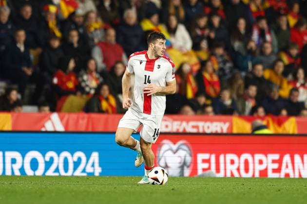 Luka Lochoshvili (GEO), NOVEMBER 19, 2023 - Football Soccer : UEFA European Championship, EM, Europameisterschaft 2024 Qualifying round group A match between Spain 3-1 Georgia at the Estadio Jose Zorrilla in Valladolid, Spain. Noxthirdxpartyxsales  (236203431)