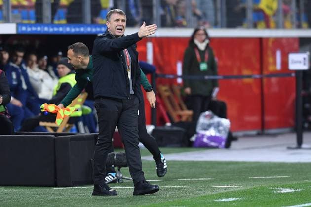 Soccer UEFA European Qualifiers Ukraine Italy on 20 11 2023 at the BayArena in Leverkusen Serhiy Rebrov Coach Head Coach Ukraine xRx