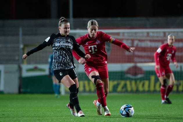 Sharon Beck FC Koeln, 10 in duel with Alina Axtmann Freiburg, 03 , GER, SC Freiburg vs FC Koeln, Fußball Google Pixel Frauen Bundesliga, 8 Spieltag, Saison 2023 2024, 20 11 2023 DFB regulations prohibit any use of photographs as image sequences and or quasi video GER, SC Freiburg vs FC Koeln, Fussball Google Pixel Frauen Bundesliga, 8 Spieltag, Saison 2023 2024, 20 11 2023 Freiburg Copyright: xEibner-Pressefoto Memmlerx EP_MMR