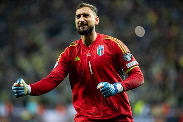UEFA EURO 2024 Qualification Ukraine Italy 20 11 2023 Gianluigi Donnarumma Italy Italy celebrating after the match UEFA EURO 2024 Qualification Ukraine Italy Leverkusen, BayArena, 20 11 2023n Copyright: xBEAUTIFULxSPORTS Buriakovx