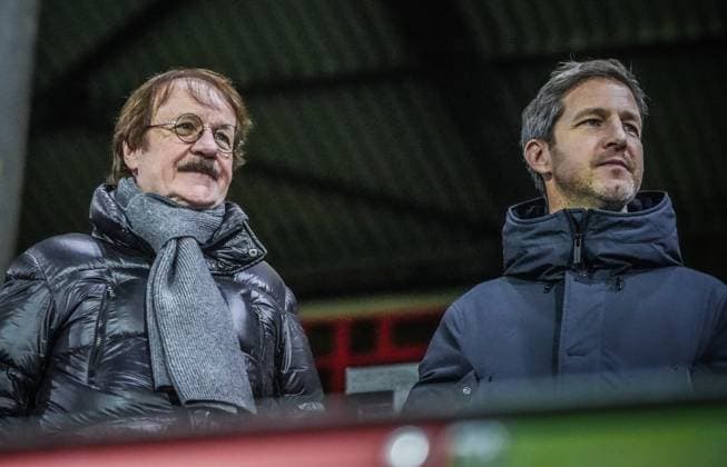 SC Freiburg 1 FC Köln Football Google Pixel Womens Bundesliga 2023 2024, Matchday 8, SC Freiburg 1 FC Köln, Dreisamstadion watched the womens match SC President Eberhard Fugmann and Sports Director Jochen Saier