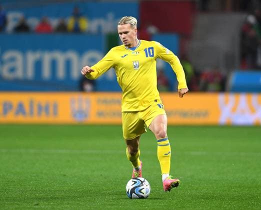 20 11 2023, Leverkusen, Germany, BayArena, Ukraine vs Italy UEFA EURO 2024 European Qualifiers Group C, Mykhaylo Mudryk Ukraine in action, on the ball, single action Photo Ralf Treese Leverkusen BayArena North Rhine Westphalia Germany  521_UKRITA20231120_056 Treese-521