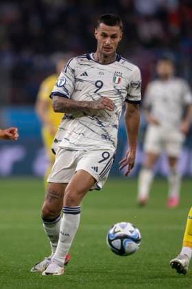 Gianluca Scamacca (Italy) during the UEFA European Qualifier 2023-2024 match between Ukraine 0-0 Italy at BayArena Stadium on November 20 , 2023 in Leverkusen, Italy. Noxthirdxpartyxsales  (236279788)