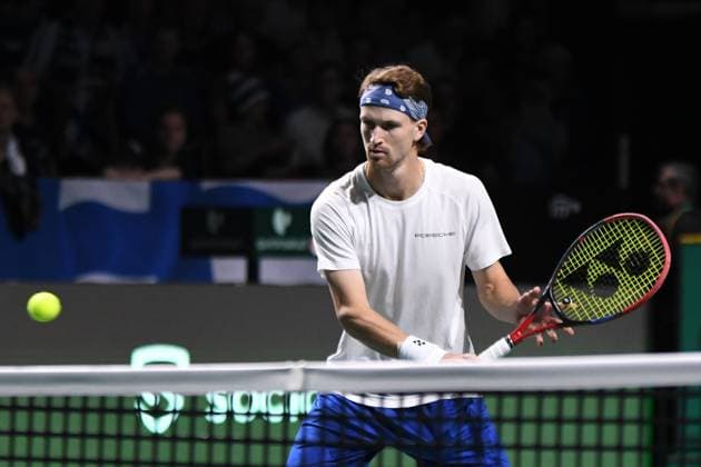 RECORD DATE NOT STATED Canada s Milos Raonic in action against Finland s Patrick Kaukovalta during the Finals Davis Cup 2023 match Canada vs Finland at thePalacio Martin Carpena, Spain in Malaga on November 21, 2023 Copyright: xAndreaxRositox DSC_1692