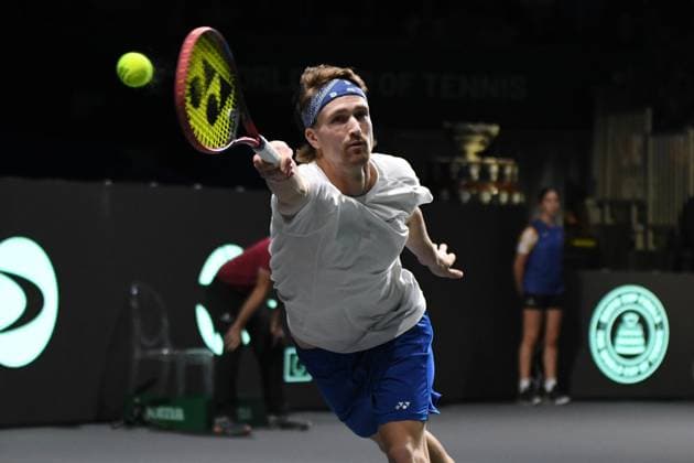 RECORD DATE NOT STATED Canada s Milos Raonic in action against Finland s Patrick Kaukovalta during the Finals Davis Cup 2023 match Canada vs Finland at thePalacio Martin Carpena, Spain in Malaga on November 21, 2023 Copyright: xAndreaxRositox DSC_1877