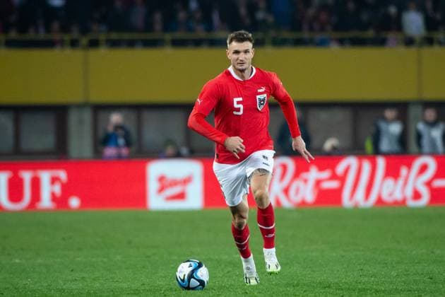 Stefan Posch Austria, 05 on the ball, AUT, Austria vs Germany, mens national football team, friendly match, 2023 2024 season, 21 11 2023 DFB regulations prohibit any use of photographs as image sequences and or quasi video AUT, Austria vs Germany, mens national football team, friendly match, 2023 2024 season, 21 11 2023 Vienna Copyright: xEibner-Pressefoto Memmlerx EP_MMR
