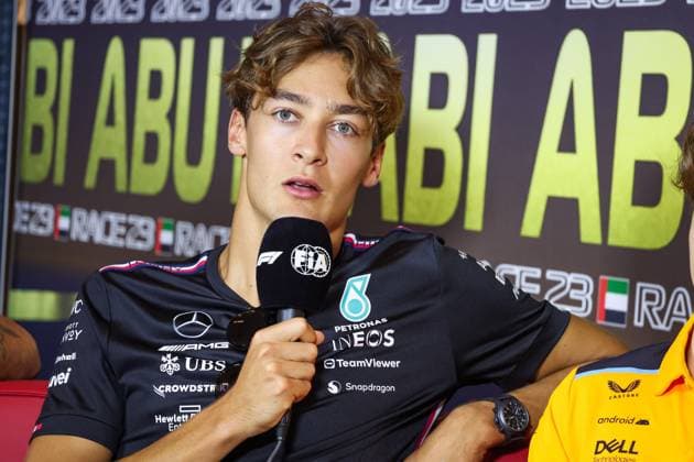 RUSSELL George (gbr), Mercedes AMG F1 Team W14, portrait during the 2023 Formula 1 Etihad Airways Abu Dhabi Grand Prix, 22th round of the 2023 Formula One World Championship, WM, Weltmeisterschaft from November 24 to 26, 2023 on the Yas Marina Circuit, in Abu Dhabi - F1 - ABU DHABI GRAND PRIX 2023 DPPI Panoramic  00123047_G0OD7615