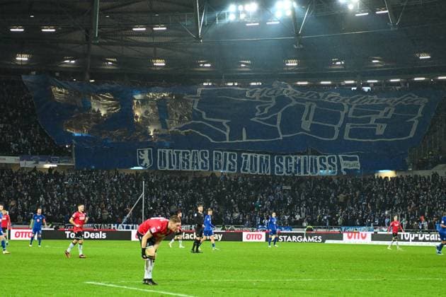2 Bundesliga Hannover 06 Hertha BSC Berlin on 24 11 2023 at the HDI Arena in Hannover Chorography of the Ultras Berlin MT