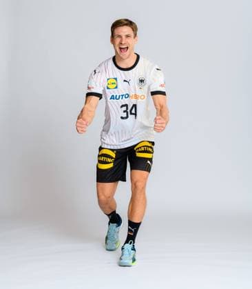 Munich, Germany October 29, 2023 Handball DHB photo shoot Rune Dahmke Germany portrait, full body, picture, single, single shot, picture, single, solo, alone, Munich Bavaria Germany
