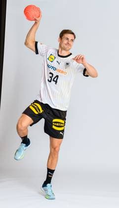 Munich, Germany October 29, 2023 Handball DHB photo shoot Rune Dahmke Germany portrait, full body, picture, single, single shot, picture, single, solo, alone, Munich Bavaria Germany
