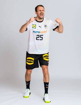 Muenchen, Germany October 29, 2023 Handball DHB photo shoot Kai Häfner Haefner Germany portrait, full body, picture, single, single shot, solo, alone, Muenchen Bavaria Germany