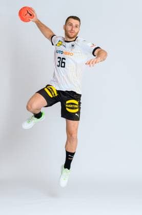 Munich, Germany 29 October 2023 Handball DHB Maenner photoshoot Lukas Mertens Germany portrait, full body, picture, single, single shot, picture, single, solo, alone, Munich Bavaria Germany