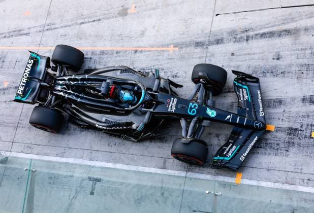 63 George Russell GBR, Mercedes AMG Petronas F1 Team , F1 Grand Prix of Abu Dhabi at Yas Marina Circuit on November 25, 2023 in Abu Dhabi, United Arab Emirates Photo by HOCH ZWEI Abu Dhabi United Arab Emirates