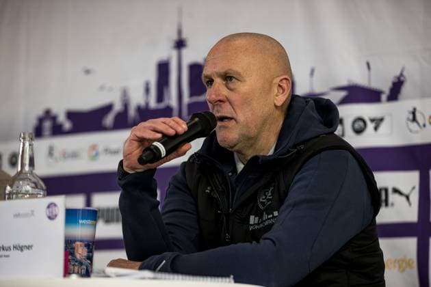 DFB Pokal der Frauen Achtelfinale, SGS Essen 1 FC Köln 25 11 2023 Markus Högner SGS Essen, coach at the press conference DFB Pokal der Frauen Achtelfinale, SGS Essen 1 FC Köln, Essen, Stadion an der Hafenstrasse on 25 11 2023 DFB REGULATIONS PROHIBIT ANY USE OF PHOTOGRAPHS AS IMAGE SEQUENCES AND OR QUASI VIDEO Copyright: xBEAUTIFULxSPORTS Wunderlx
