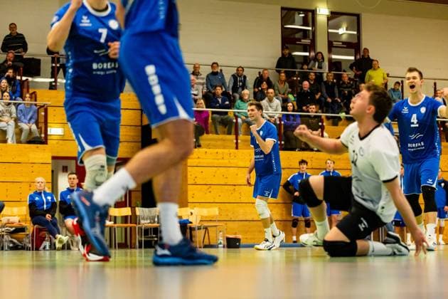 25 11 2023, GER, 2 BL Maenner Sued, Volleyball,Saison 2023 2024, Blue Volleys Gotha vs TV Buehl Erik Niederluecke Blue Volleys Gotha 99867 Gotha Ernestiner Halle Thüringen Germany