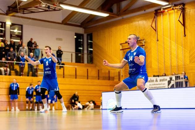 25 11 2023, GER, 2 BL Maenner Sued, Volleyball,Saison 2023 2024, Blue Volleys Gotha vs TV Buehl Gorski, Tomasz Blue Volleys Gotha 99867 Gotha Ernestiner Halle Thüringen Germany