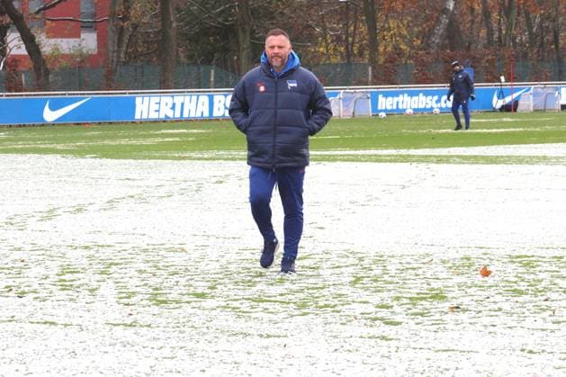 DEU, DFL, 2 FBL Hertha BSC, Training, 25 11 2023, Sportforum, Berlin, DEU, DFL, 2 FBL Hertha BSC, Training, im Bild Cheftrainer Pal Dardai Hertha BSC Berlin , Schnee DFL regulations prohibit any use of Photographs as image sequences and or quasi video Foto Juergen Engler nordphoto GmbH nordphotoxGmbHx xEngler nph00076