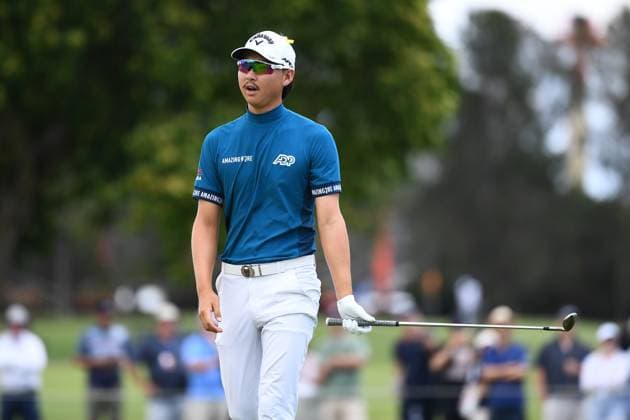 GOLF AUSTRALIAN PGA, Golf Herren Min Woo Lee reacts during the final round of the 2023 Australian PGA Championship in Brisbane, Sunday, November 26, 2023. ( NO ARCHIVING, EDITORIAL USE ONLY, NO USE IN BOOKS WITHOUT CONSENT BRISBANE QUEENSLAND AUSTRALIA  Copyright: xJONOxSEARLEx 20231126001869936557