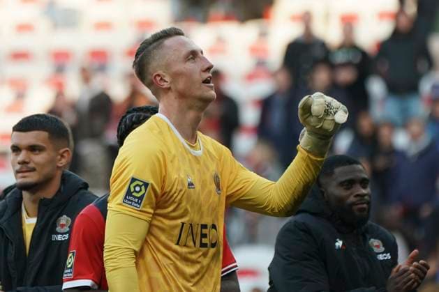 Joie - Marcin Bulka (OGC Nice) FOOTBALL : OGC Nice vs Toulouse FC - Ligue 1 Uber Eats - Nice - 26 11 2023 NorbertScanella Panoramic 