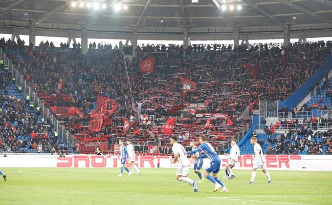 26 11 2023 Soccer Season 2023 2024 2 Soccer Bundesliga 14 Matchday Karlsruher SC KSC 1 FC Nürnberg FCN Club Sportfoto Zink DaMa xdaxmax DFL regulations prohibit any use of photographs as image sequences and or quasi video only for editorial use Clubfan Clubfans FCN Fans Fans with scarf parade