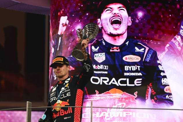 F1 Abu Dhabi Grand Prix 2023 Max Verstappen of Red Bull Racing at podium of the Formula 1 Abu Dhabi Grand Prix at Yas Marina Circuit in Abu Dhabi, United Arab Emirates on November 26, 2023. Abu Dhabi United Arab Emirates  Copyright: xJakubxPorzyckix originalFilename:porzycki-f1abudha231126_np5TQ.jpg