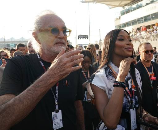 Formula 1 Etihad Airways Abu Dhabi Grand Prix 2023 26 11 2023, Yas Marina Circuit, Abu Dhabi, Formula 1 Etihad Airways Abu Dhabi Grand Prix 2023 , in the picture manager Flavio Briatore with British supermodel Naomi Campbell nordphotoxGmbHx xBratic nph00250