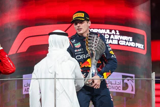 Mohammed Ben Sulayem UAE, FIA President , 1 Max Verstappen NLD, Oracle Red Bull Racing , F1 Grand Prix of Abu Dhabi at Yas Marina Circuit on November 26, 2023 in Abu Dhabi, United Arab Emirates Photo by HOCH ZWEI Abu Dhabi United Arab Emirates