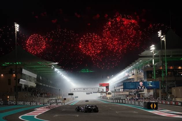 26 11 2023, Yas Marina Circuit, Abu Dhabi, Formula 1 Etihad Airways Abu Dhabi Grand Prix 2023 , in the picture fireworks over the Abu Dhabi circuit, Pierre Gasly FRA , BWT Alpine F1 Team Abu Dhabi Yas Marina Circuit United Arab Emirates  eu-images-506