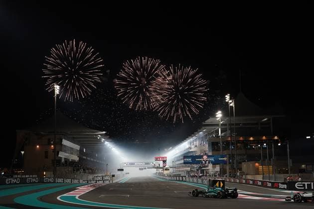 Formula 1 Etihad Airways Abu Dhabi Grand Prix 2023 26 11 2023, Yas Marina Circuit, Abu Dhabi, Formula 1 Etihad Airways Abu Dhabi Grand Prix 2023 , in the picture fireworks over the Abu Dhabi circuit, Fernando Alonso ESP , Aston Martin Aramco Cognizant Formula One Team nordphotoxGmbHx xBratic nph00250