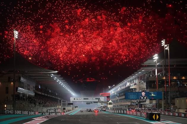 Formula 1 Etihad Airways Abu Dhabi Grand Prix 2023 26 11 2023, Yas Marina Circuit, Abu Dhabi, Formula 1 Etihad Airways Abu Dhabi Grand Prix 2023 , in the picture fireworks over the Abu Dhabi circuit, winner Max Verstappen NLD , Oracle Red Bull Racing nordphotoxGmbHx xBratic nph00250