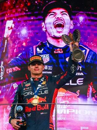 November 26, 2023, Abu Dhabi, United Arab Emirates: Max Verstappen of Red Bull Racing is seen on the podium after winning Formula 1 Abu Dhabi Grand Prix at Yas Marina Circuit on November 26, 2023 in Abu Dhabi, United Arab Emirates. Abu Dhabi United Arab Emirates - ZUMAz156 0368215252st Copyright: xBeataxZawrzelx