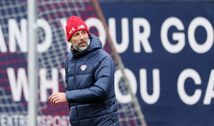 RB Leipzig training Champions League Leipzig, 27 11 2023, RB training center, UEFA Champions League , RB Leipzig final training the day before Manchester City vs RBL , In the picture coach Marco Rose RB Leipzig , Picture Point