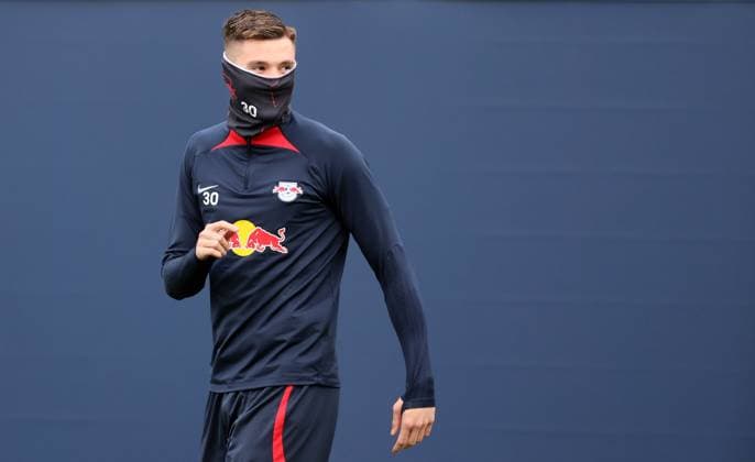 RB Leipzig training Champions League Leipzig, 27 11 2023, RB training center, UEFA Champions League , RB Leipzig final training the day before Manchester City vs RBL , In the picture Benjamin Sesko 30, RB Leipzig , Picture Point
