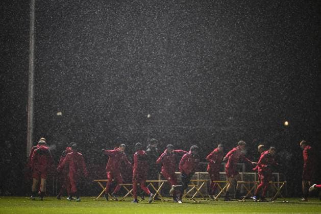 ROTTERDAM - Feyenoord players during the MD-1 training session prior to the UEFA Champions League match against Atletico Madrid at training complex 1908 on November 27, 2023 in Rotterdam, Netherlands. ANP OLAF KRAAK UEFA Champions League 2023 24 2023 2024 xVIxANPxSportx xxANPxIVx 484885109 originalFilename: 484885109.jpg