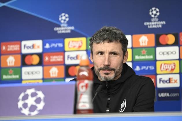 Antwerp s head coach Mark van Bommel pictured during a press conference, PK, Pressekonferenz of Belgian soccer team Royal Antwerp FC, on Monday 27 November 2023 in Hamburg, Germany. The team is preparing for tomorrow s game against Ukrainian club Shakhtar Donetsk, on day five of the Champions League group stage, in group H. TOM GOYVAERTS TomxGoyvaerts  x80933666x