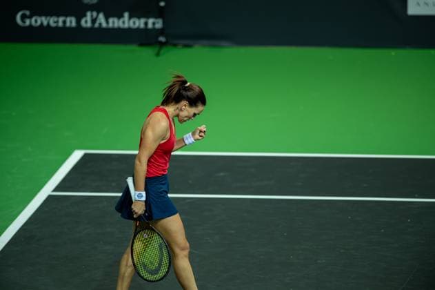 Nuria PARRIZAS DIAZ in action against Patricia Maria TIG of Romania of Spain during the Round of 32 of the Creand Andorra Open Women s Tennis Association WTA, Tennis Damen 2023 tennis tournament at the Poliesportiu d Andorra in Andorra La Vella, Andorra on Novemeber Nuria Parrizas Diaz is in action against Patricia Maria Tig of Romania during the Round of 32 of the Creand Andorra Open Women s Tennis Association (WTA) 2023 tennis tournament at the Poliesportiu d Andorra in Andorra La Vella, Andorra, on November 27, 2023. Andorra la Vella Andorra  Copyright: xMartinxSilvaxCosentinox originalFilename:silvacosentino-nuriapar231127_npBZ0.jpg