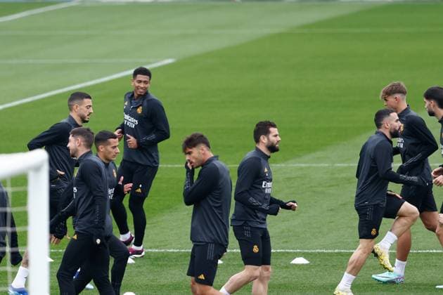 November 28, 2023, VALDEBEBAS, MADRID, SPAIN: Jude Bellingham during the training day before the UEFA Champions League, Group C, football match to play between Real Madrid and SSC Napoli at Ciudad Deportiva Real Madrid on November 28, 2023, in Valdebebas, Madrid, Spain. VALDEBEBAS SPAIN - ZUMAa181 20231128_zaa_a181_005 Copyright: xOscarxJ.xBarrosox