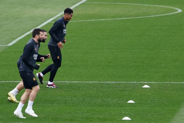 November 28, 2023, VALDEBEBAS, MADRID, SPAIN: Jude Bellingham during the training day before the UEFA Champions League, Group C, football match to play between Real Madrid and SSC Napoli at Ciudad Deportiva Real Madrid on November 28, 2023, in Valdebebas, Madrid, Spain. VALDEBEBAS SPAIN - ZUMAa181 20231128_zaa_a181_007 Copyright: xOscarxJ.xBarrosox