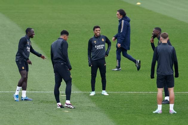 November 28, 2023, VALDEBEBAS, MADRID, SPAIN: Rodrygo Goes during the training day before the UEFA Champions League, Group C, football match to play between Real Madrid and SSC Napoli at Ciudad Deportiva Real Madrid on November 28, 2023, in Valdebebas, Madrid, Spain. VALDEBEBAS SPAIN - ZUMAa181 20231128_zaa_a181_013 Copyright: xOscarxJ.xBarrosox