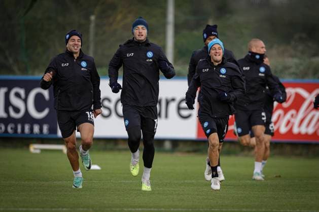 Italy: training session SSC Napoli SSC Napoli players made their last training ahead of their UEFA Champions League against Real Madrid at Konami Center on November 28, 2023, in Castelvolturno, Italy. ABPH5900 Copyright: xAntonioxBalascox