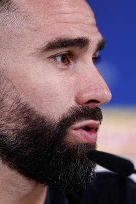 November 28, 2023, VALDEBEBAS, MADRID, SPAIN: Daniel Carvajal attends his press conference, PK, Pressekonferenz during the training day before the UEFA Champions League, Group C, football match to play between Real Madrid and SSC Napoli at Ciudad Deportiva Real Madrid on November 28, 2023, in Valdebebas, Madrid, Spain. VALDEBEBAS SPAIN - ZUMAa181 20231128_zaa_a181_031 Copyright: xOscarxJ.xBarrosox