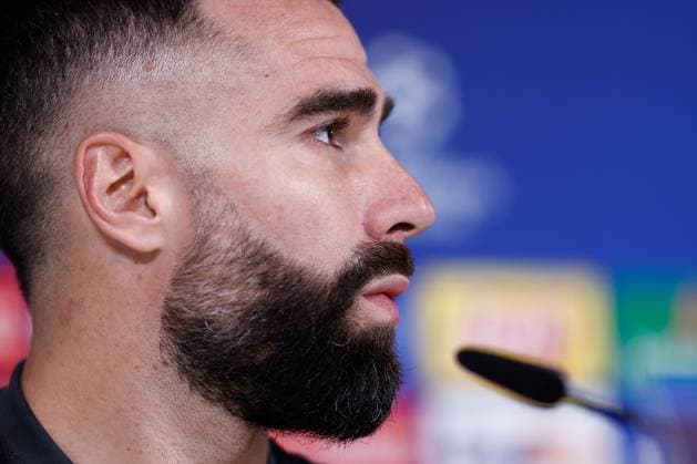 November 28, 2023, VALDEBEBAS, MADRID, SPAIN: Daniel Carvajal attends his press conference, PK, Pressekonferenz during the training day before the UEFA Champions League, Group C, football match to play between Real Madrid and SSC Napoli at Ciudad Deportiva Real Madrid on November 28, 2023, in Valdebebas, Madrid, Spain. VALDEBEBAS SPAIN - ZUMAa181 20231128_zaa_a181_037 Copyright: xOscarxJ.xBarrosox