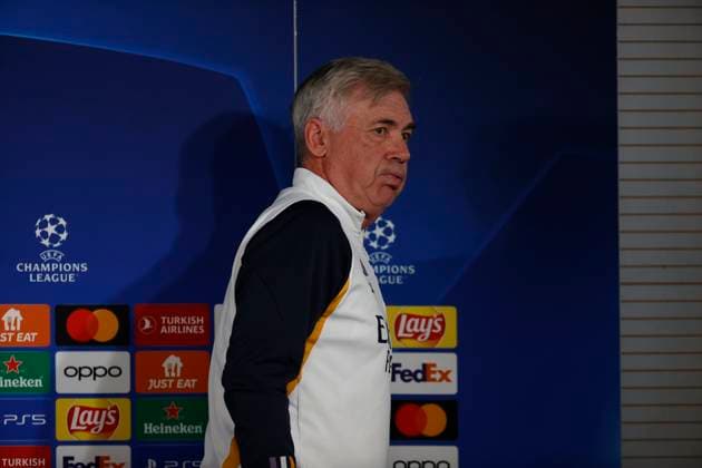 UCL Real Madrid Presser Carlo Ancelotti coch ofReal Madrid during a press conference, PK, Pressekonferenz head UEFA Champions Leagul match against SSC Napoli at Estadio Alfredo Di Stefano in Madrid, Spain. 28 November 2023 madrid Spain  Copyright: xCiroxDexLucax originalFilename:deluca-realmadr231128_npGuv.jpg
