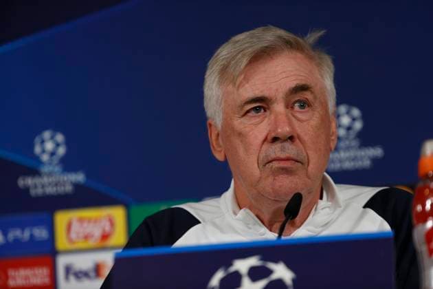 UCL Real Madrid Presser Carlo Ancelotti coch ofReal Madrid during a press conference, PK, Pressekonferenz head UEFA Champions Leagul match against SSC Napoli at Estadio Alfredo Di Stefano in Madrid, Spain. 28 November 2023 madrid Spain  Copyright: xCiroxDexLucax originalFilename:deluca-realmadr231128_npHLk.jpg